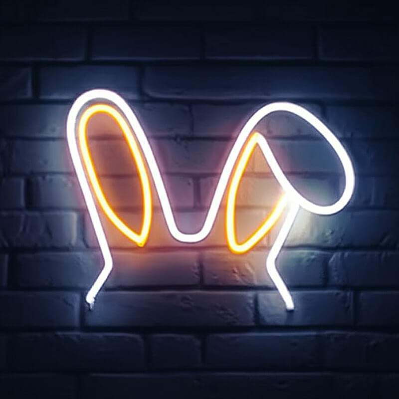 Hasenohren Neon LED Schild USB – Kawaii Kinderzimmer Wanddeko