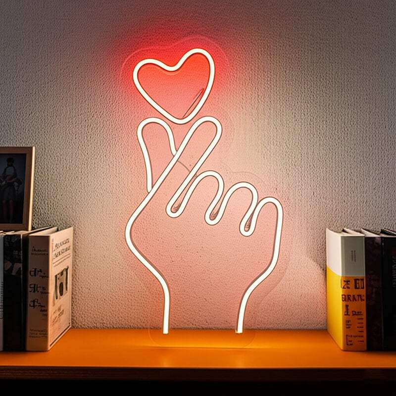 Herzzeichen Neon LED Schild auf 6mm Acrylplatte – K-Pop Fan Wanddeko
