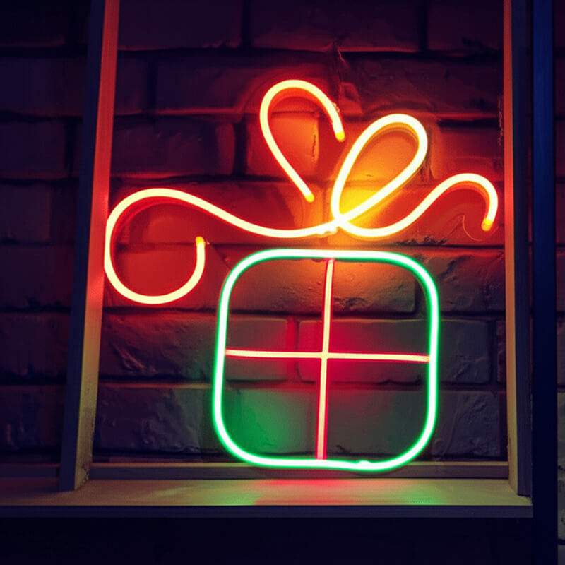 Geschenkbox Neon LED Schild dimmbar 9 Stufen USB – Geburtstag Party Beleuchtung