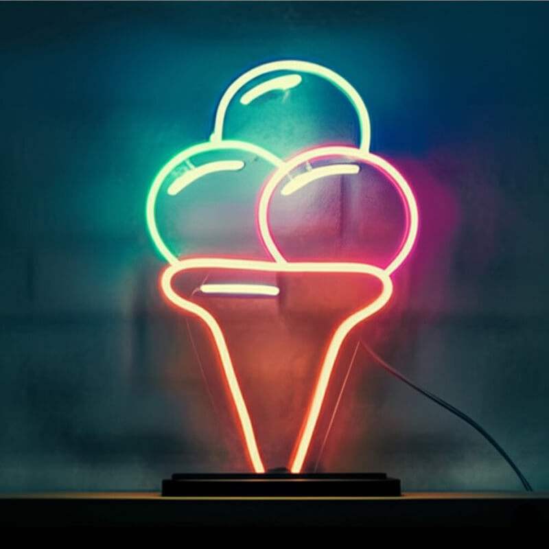 Kugeleis Neon LED Schild handgefertigt – Kinder Geburtstag Party Wanddeko