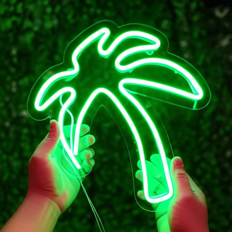 Grüne Palme (36x30cm) USB - loveledlights - LED-Schild - 