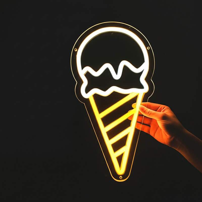Kugel Eis in Waffel (19x33cm) USB - loveledlights - LED-Schild - 