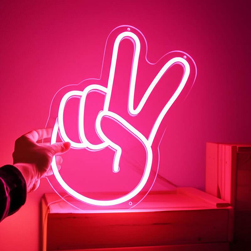 Peace Handzeichen (30x18cm) USB - loveledlights - LED-Schild - 