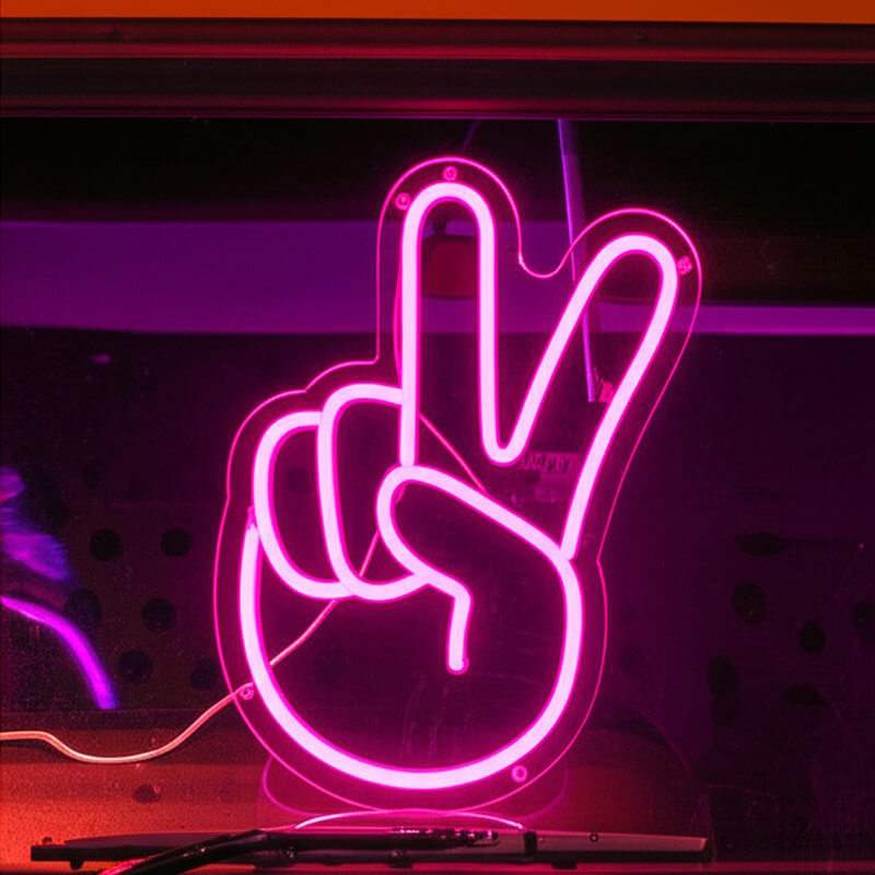 Peace Handzeichen (30x18cm) USB - loveledlights - LED-Schild - 