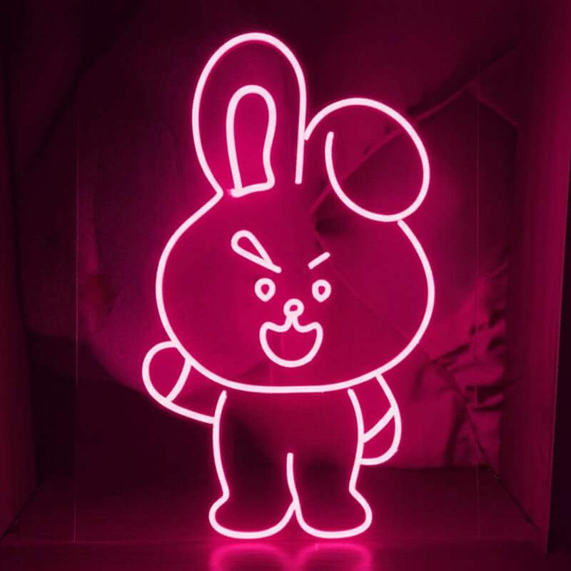 Pinker Hase (41x33cm) USB - loveledlights - LED-Schild - b21