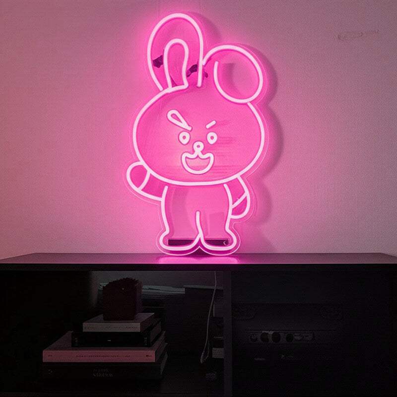 Pinker Hase (41x33cm) USB - loveledlights - LED-Schild - b21