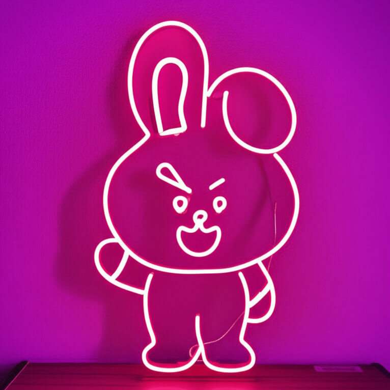 Pinker Hase (41x33cm) USB - loveledlights - LED-Schild - b21
