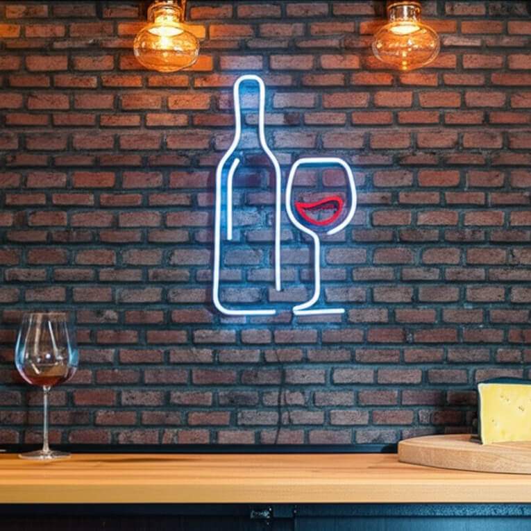 Weinglas mit Flasche (38x23cm) USB - loveledlights - LED-Schild - 