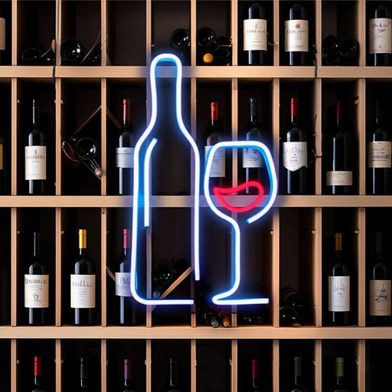 Weinglas mit Flasche (38x23cm) USB - loveledlights - LED-Schild - 