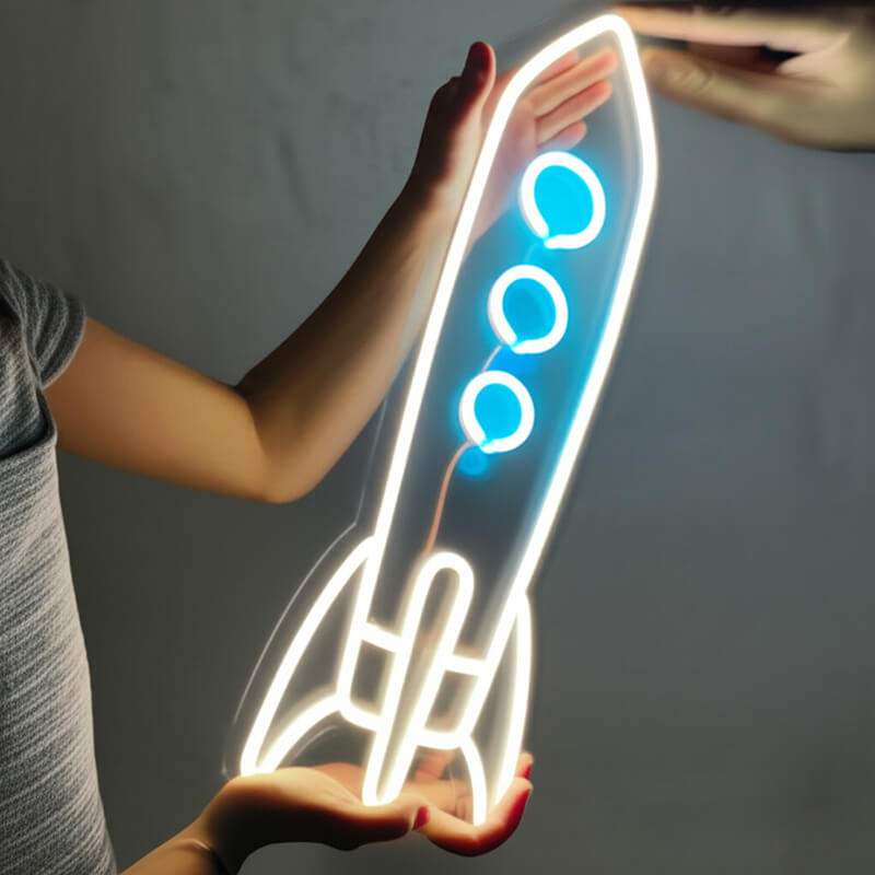 Weltraum Rakete (50x33cm) USB - loveledlights - LED-Schild - 