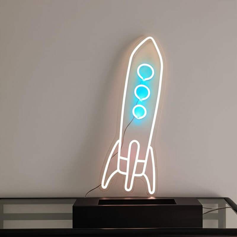 Weltraum Rakete LED Schild 6mm Acrylplatte – Sci-Fi Wanddeko fürs Spielzimmer