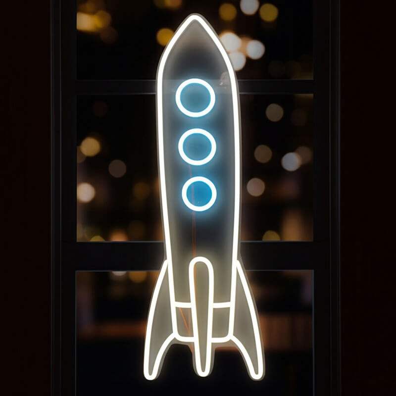 Weltraum Rakete (50x33cm) USB - loveledlights - LED-Schild - 