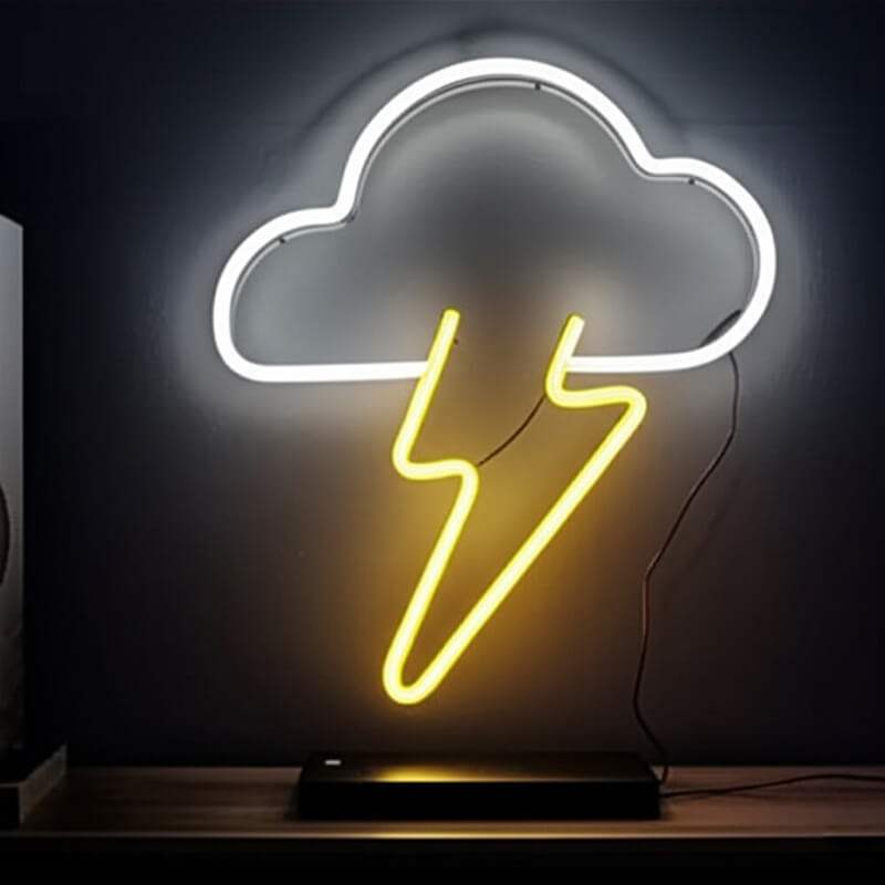 Wolken-Blitz Neon LED Schild USB – Gaming Deko für Streamer Setup
