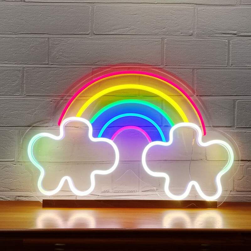 Regenbogen mit Wolken (38x24cm) USB - loveledlights - LED-Schild - 