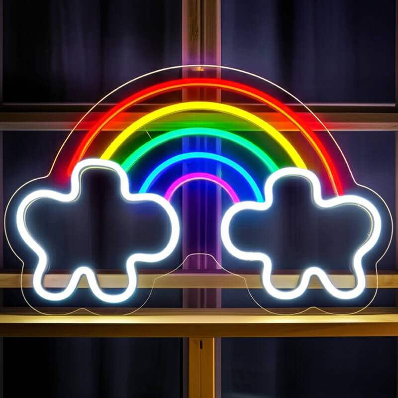 Regenbogen mit Wolken (38x24cm) USB - loveledlights - LED-Schild - 