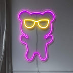 Teddybär mit Brille (40x24cm) USB - loveledlights - LED-Schild - 