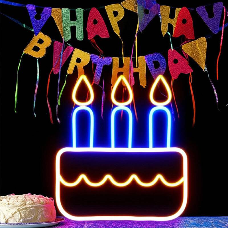 Torte mit Kerzen (42x45cm) USB - loveledlights - LED-Schild - 