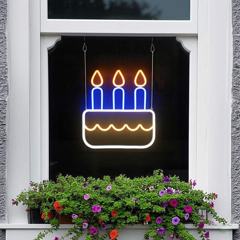 Torte mit Kerzen (42x45cm) USB - loveledlights - LED-Schild - 