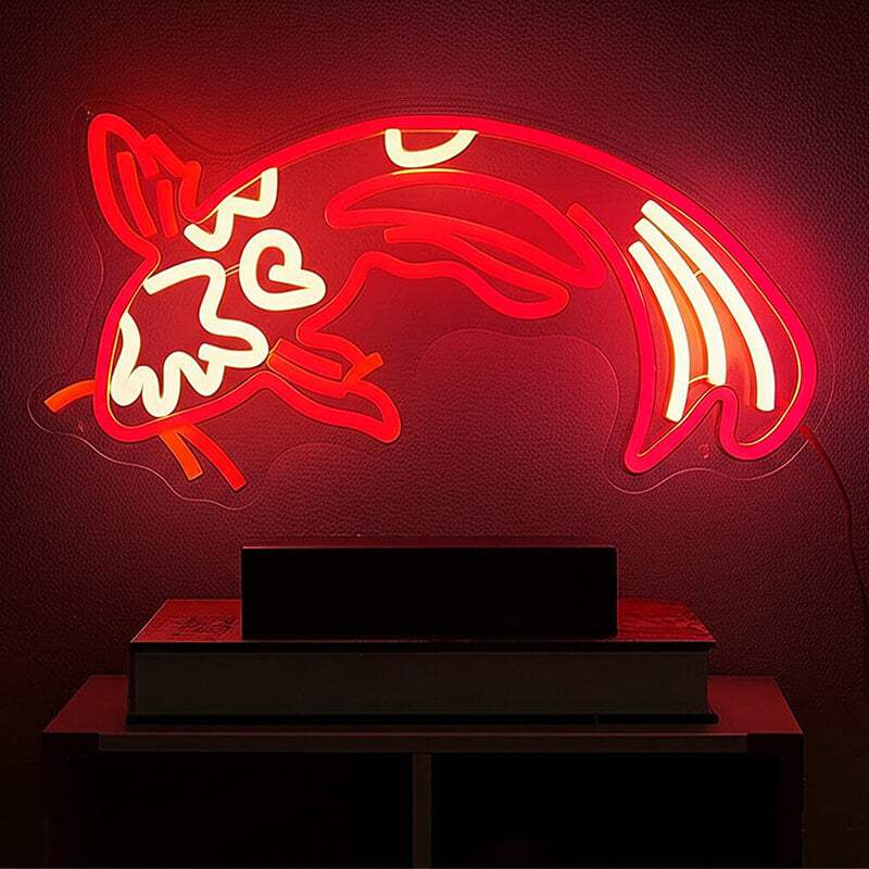 Koi Fisch Neon LED Schild dimmbar 9 Stufen USB – Asia Spa Beleuchtung