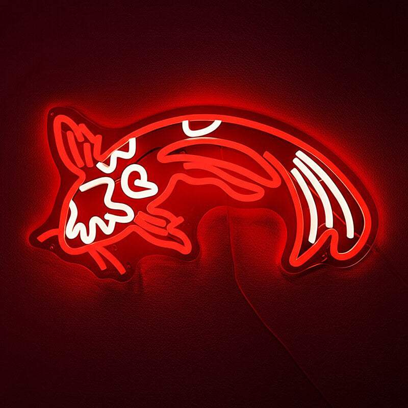 Koi Fisch Neon LED Schild USB – Japanese Wanddeko für Wohnzimmer