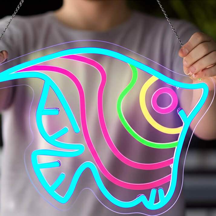 Ozean Fisch LED Schild 6mm Acrylplatte – Tiefsee-Motiv fürs Schlafzimmer