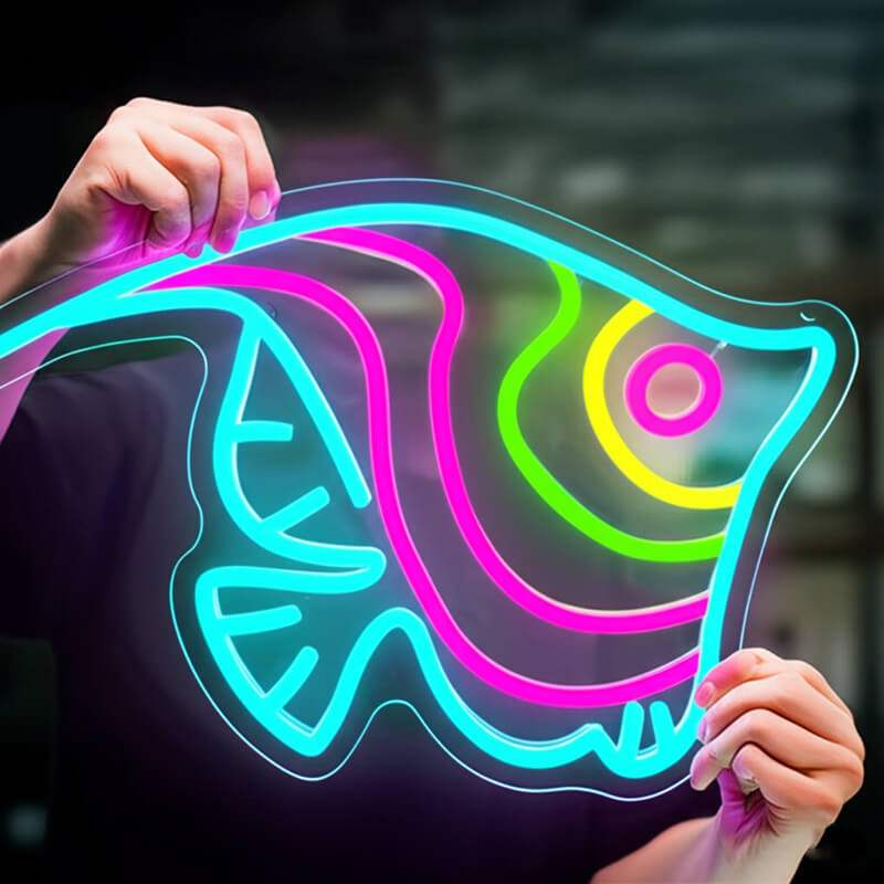 Ozean Fisch LED Leuchtschild beleuchtet – Unterwasser-Wanddeko