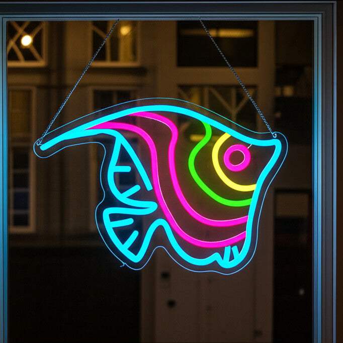 Ozean Fisch Neonschild dimmbar 9 Stufen USB – handgefertigte maritime Deko