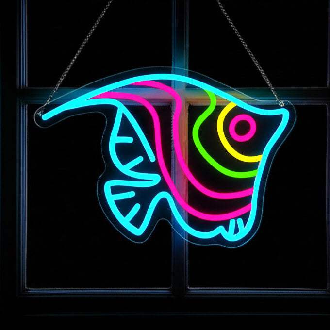 Ozean Fisch Neon LED Schild USB – Maritim Deko fürs Wohnzimmer