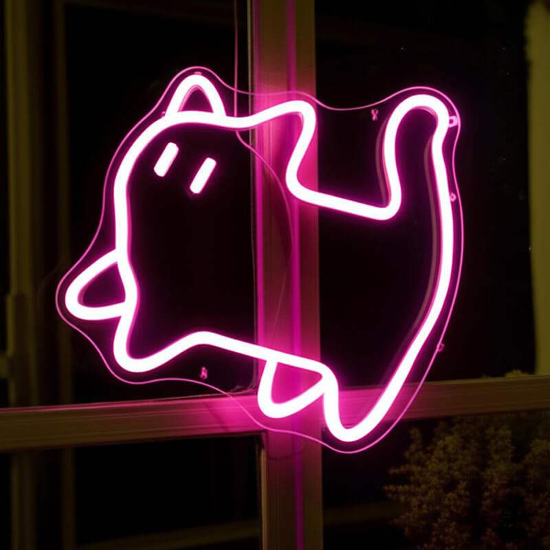 Pinke Katze LED Schild 6mm Acrylplatte – niedliche Wanddeko fürs Mädchenzimmer