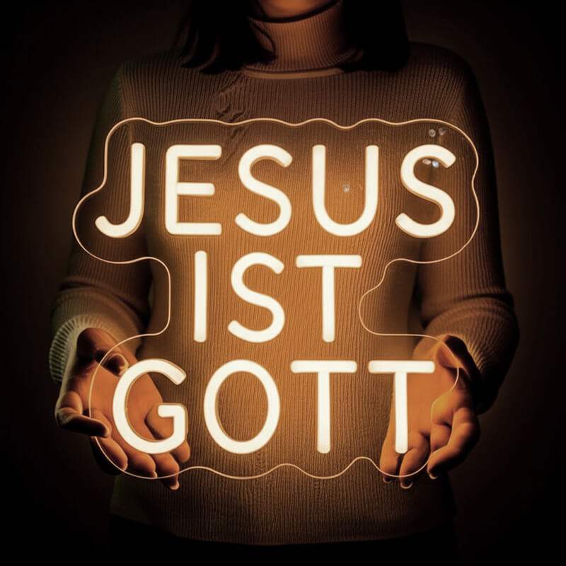 Jesus ist Gott Neon LED Schild USB – spirituelle Wanddeko für Wohnzimmer