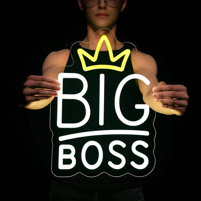Big Boss Neon LED Schild USB – Motivations Wanddeko für Chefs und Unternehmer