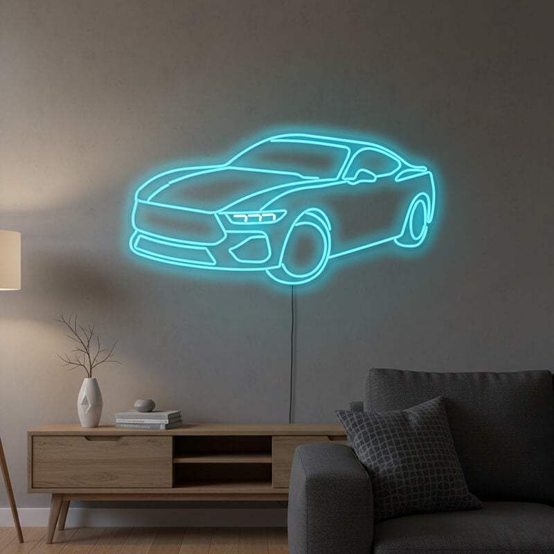 F-GT Sportauto Neon LED Schild dimmbar 9 Stufen USB – Werkstatt Beleuchtung