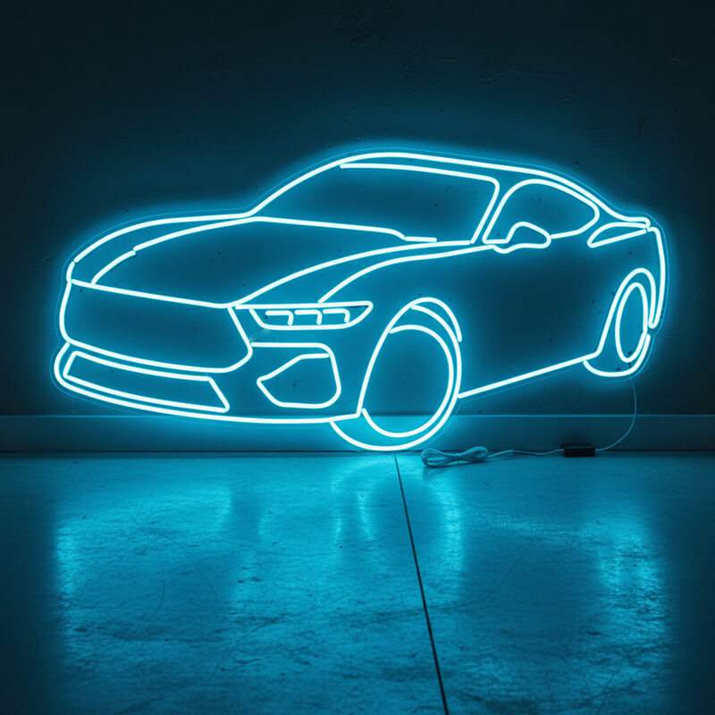 F-GT Sportauto Neon LED Schild USB – Ford Mustang Garage Wanddeko