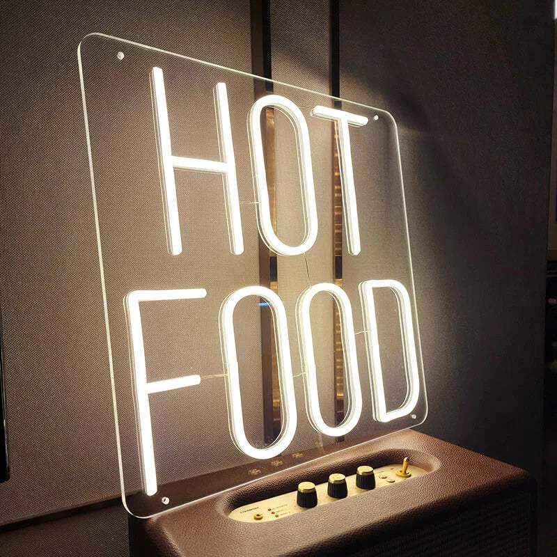 Hot Food Neon LED Schild auf 6mm Acrylplatte – Streetfood Stand Deko