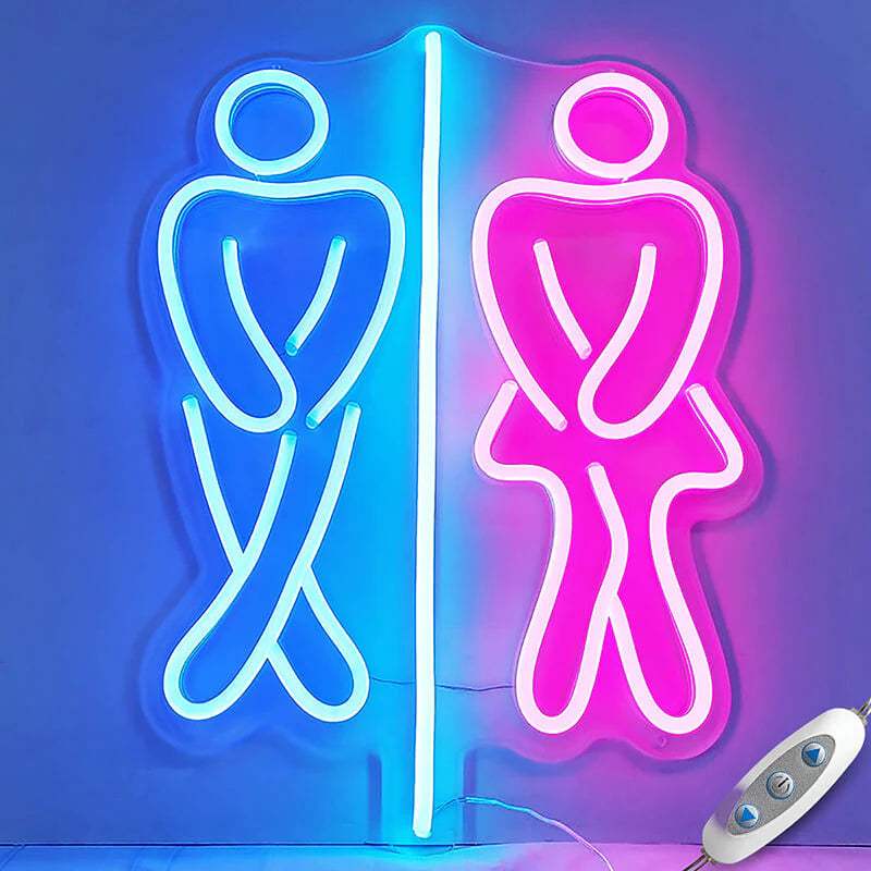 WC Schild Neonschild dimmbar 9 Stufen USB – handgefertigte Toiletten Deko
