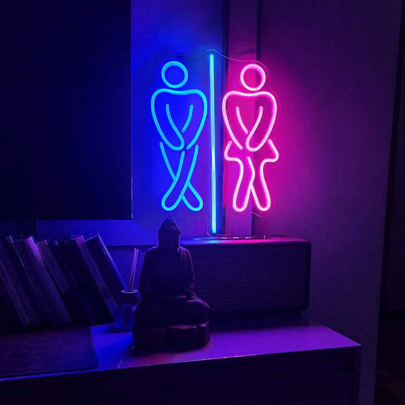 WC Schild Herren Damen LED Leuchtschild beleuchtet – Toiletten-Beschilderung Gastro