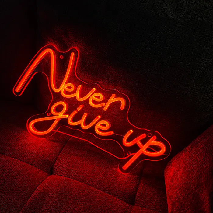 Never Give Up Neon LED Schild – USB, dimmbar | Homegym Wanddeko