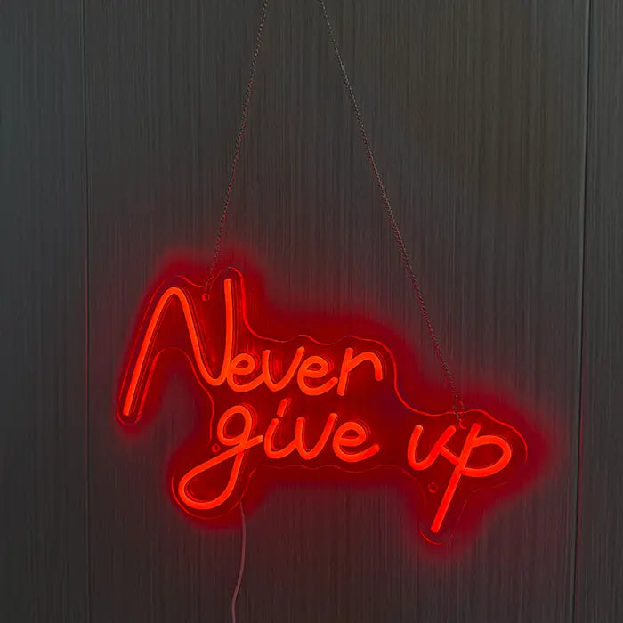 Never Give Up Neon LED Schild – USB, dimmbar | Homegym Wanddeko