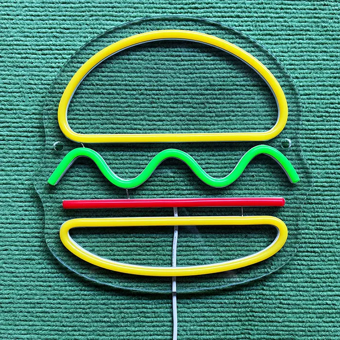 Mini Burger Neon LED Schild – USB, dimmbar | Burger Imbiss Schild
