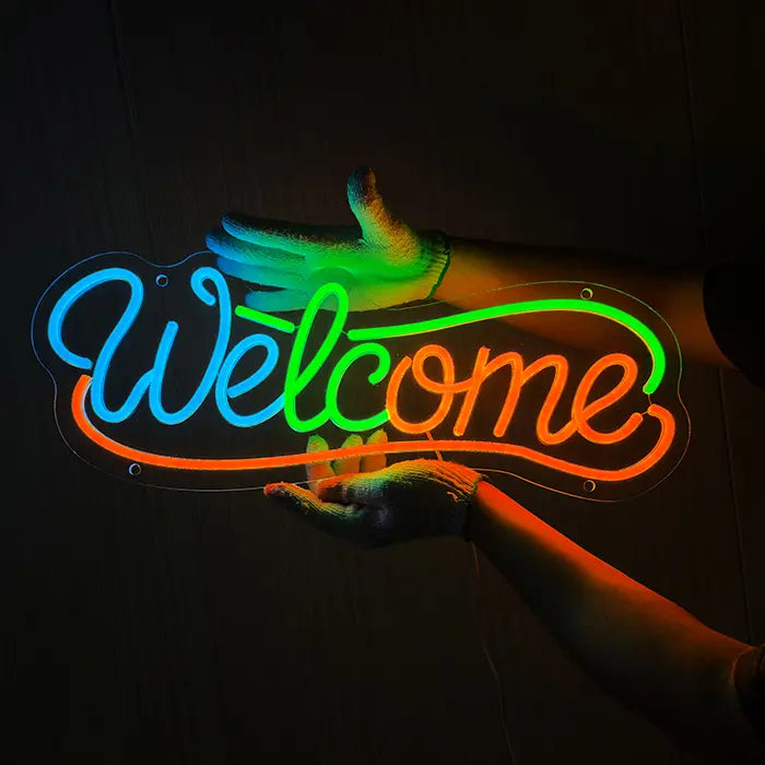 Welcome Neon LED Schild – Dimmbar, USB oder 12V | Business & Eingang Deko