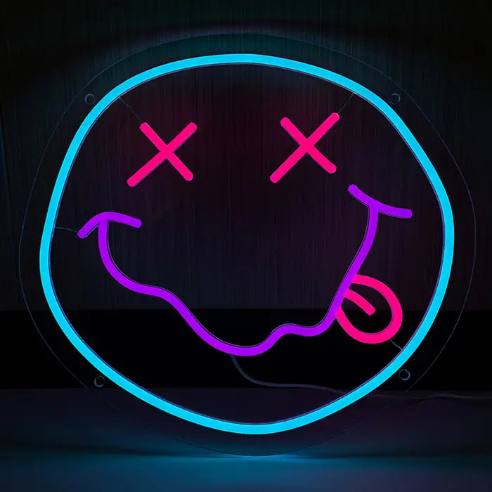 Smiley Neon LED Schild – Dimmbar mit Fernbedienung | Grunge Gaming Deko