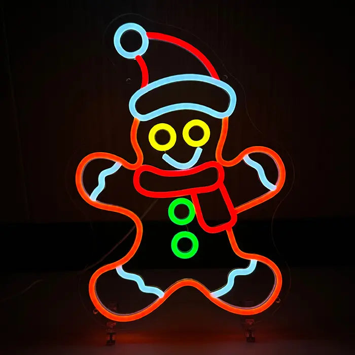 Lebkuchenmann Neon LED Schild – USB, dimmbar | Weihnachts Wanddeko