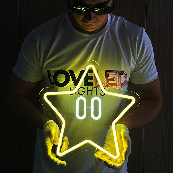 Super Star Neon LED Schild – USB Leuchtschild | Retro Gaming Wanddeko