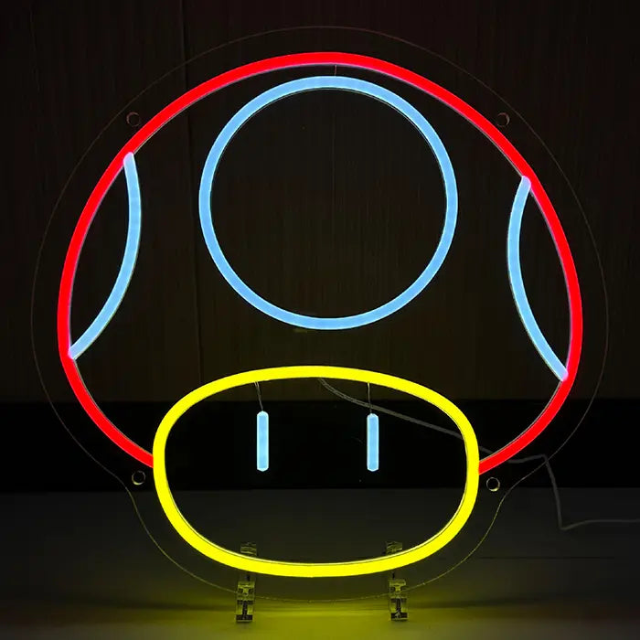 Super-Pilz Neon LED Schild – USB Leuchtschild | Mario Gaming Wanddeko