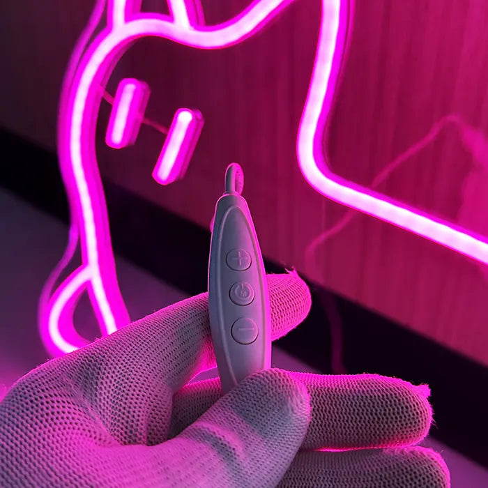 Pinke Katze Neon LED Schild – USB Leuchtschild | Kawaii Wanddeko