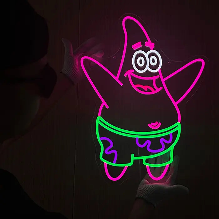 Happy Patrick Neon LED Schild – 12V Leuchtschild | SpongeBob Wanddeko
