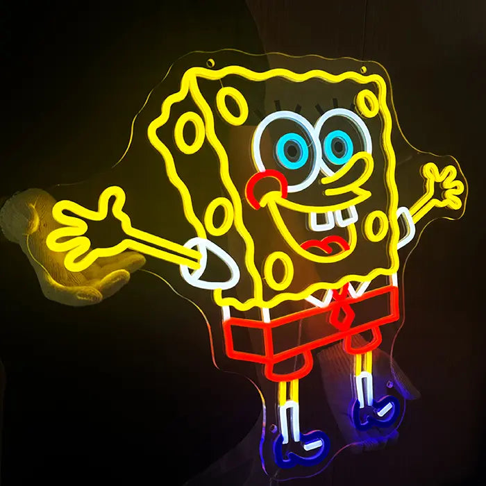 Happy Schwammkopf Neon LED Schild – 12V Leuchtschild | SpongeBob Wanddeko