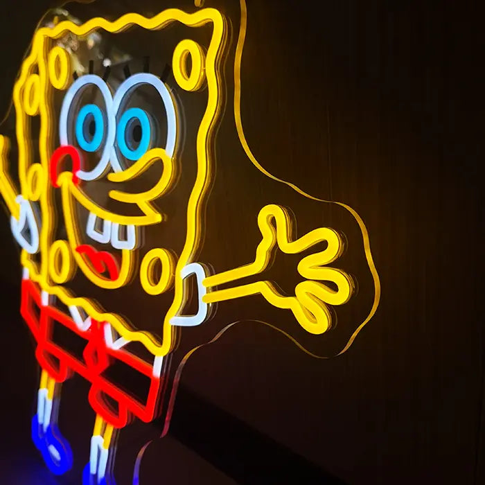 Happy Schwammkopf Neon LED Schild – 12V Leuchtschild | SpongeBob Wanddeko