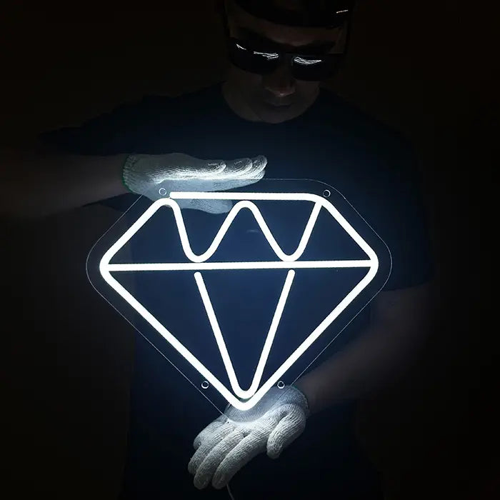 Diamant Neon LED Schild – USB Leuchtschild | Glamour Wanddeko