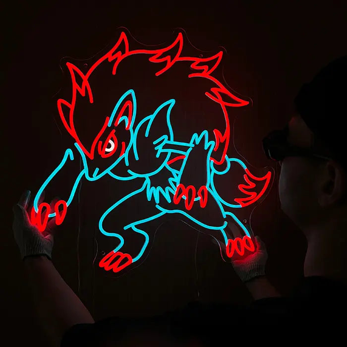 Pokémon Zoroark Neon LED Schild – 12V Leuchtschild | Pokémon Gaming Wanddeko